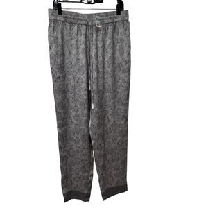 J.McLaughin Tia Desert Scale Snake Gray Satin Pull On Drawstring Pants Large